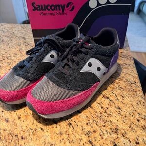 Saucony Black, Gray, and Pink Sneakers